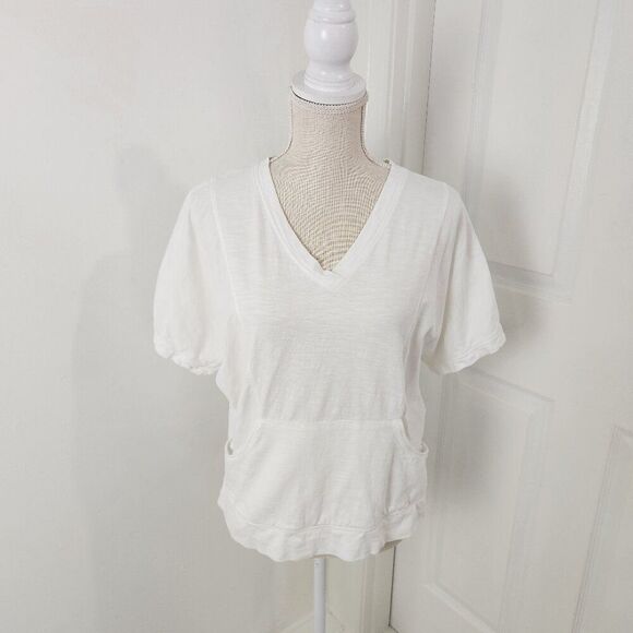 Chico Top Womens 0 White V Neck Dolman Pocket Tee Weekends Lounge T Shirt - Picture 1 of 14